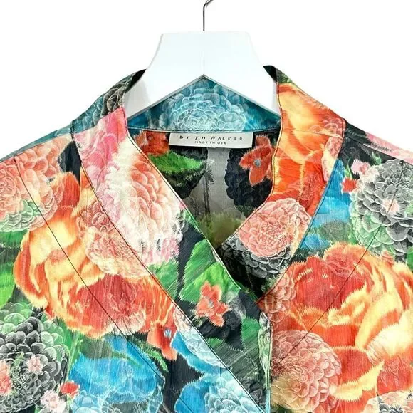 Bryn Walker Blouse Small Multi Floral Japanese Inspired Kimono 3/4 Sleeve Boho - Picture 3 of 10